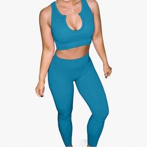 2 Piece set. Ribbed Seamless Crop Tank and High Waist Yoga Leggings